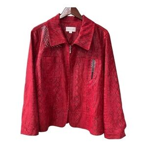 Erin London Metallic Faux Snake & Rhinestone Jacket Size 1X Women